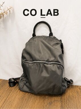 Gray Nylon Convertible Backpack / Crossbody Bag